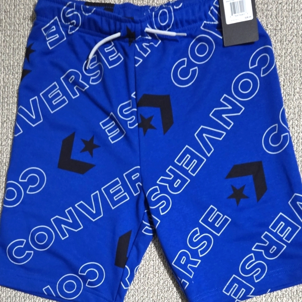 Converse Blue and Black Board Shorts with Diagonal Print